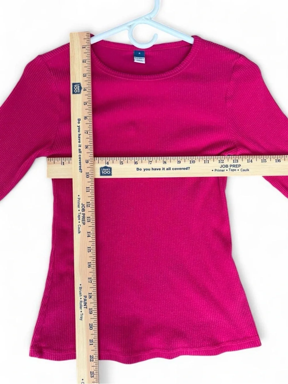 Old Navy Girls Long Sleeve Ribbed Tee in Fuchsia Pink